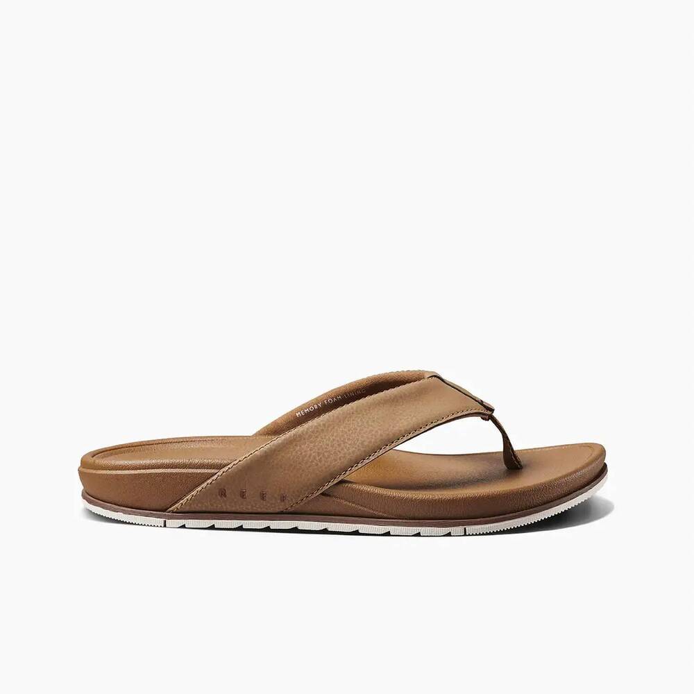 NEW REEF men's cushion flip-flops in bonzer tan